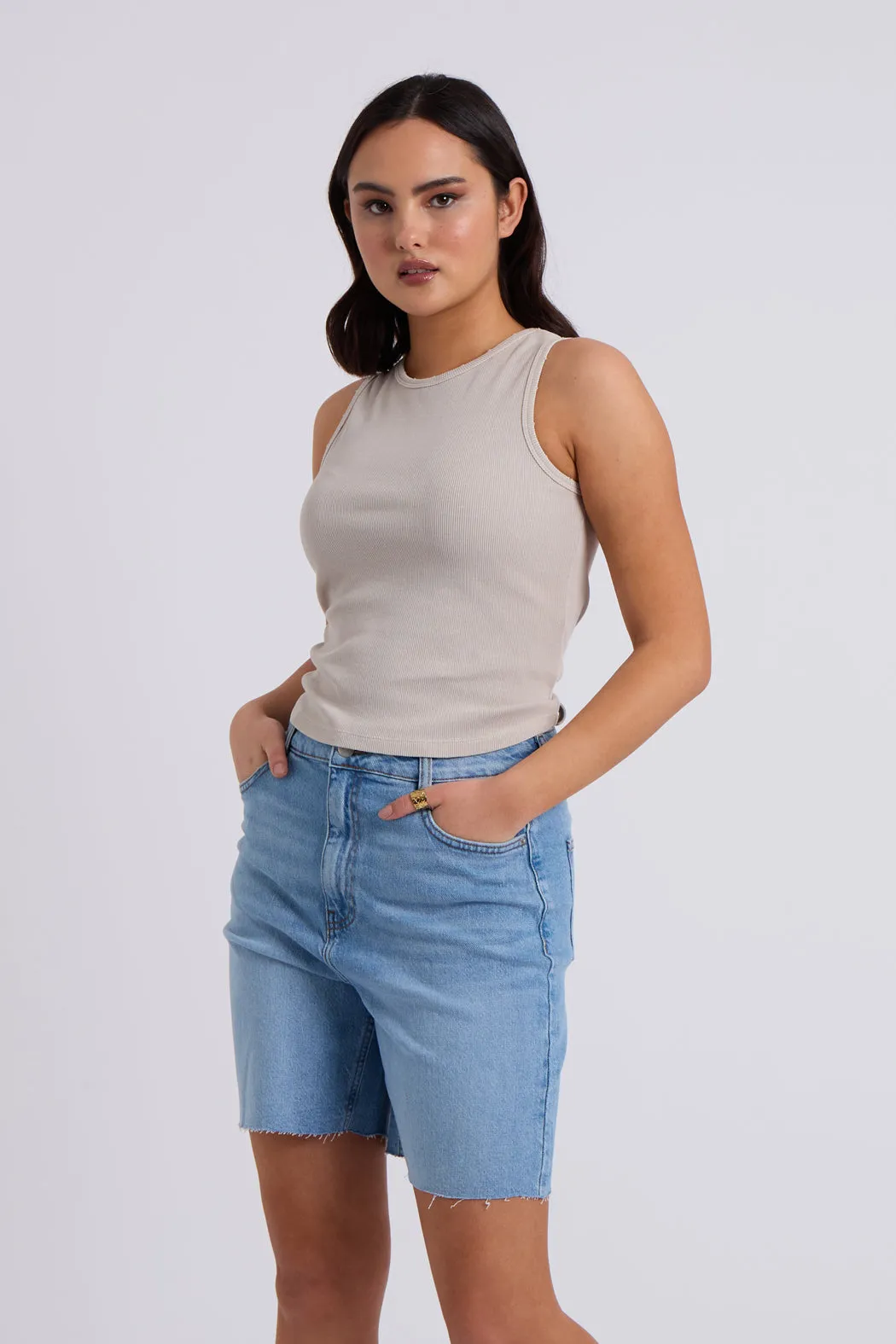Mid-Wash Bermuda Shorts