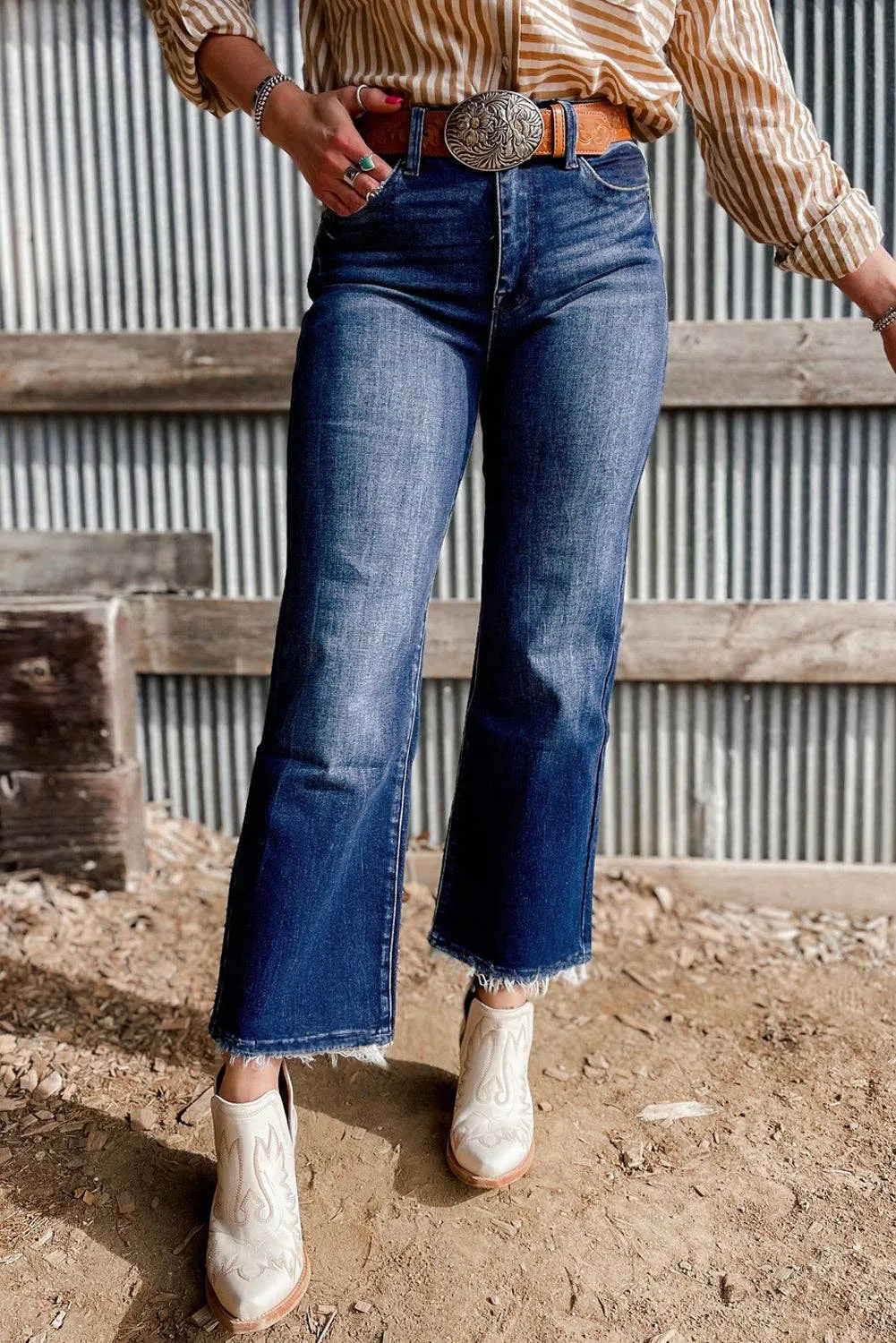 Mineral Wash Flared Jeans