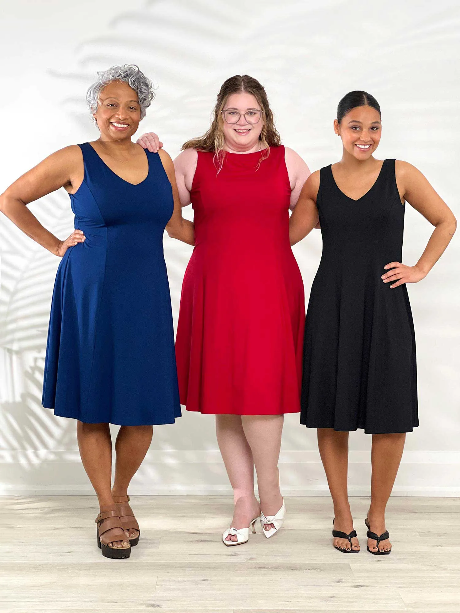 Niah reversible neckline knee length flounce dress - FINAL SALE