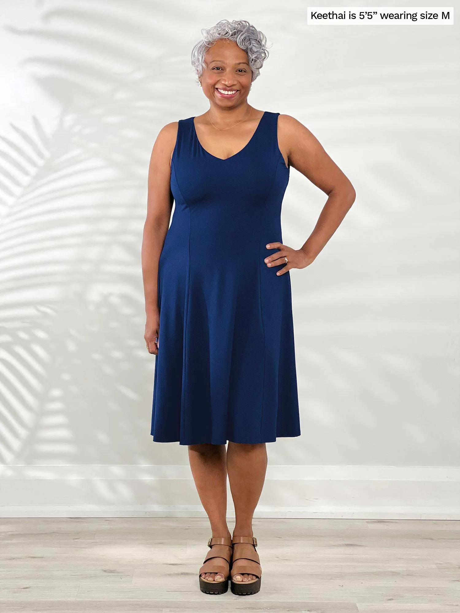 Niah reversible neckline knee length flounce dress - FINAL SALE