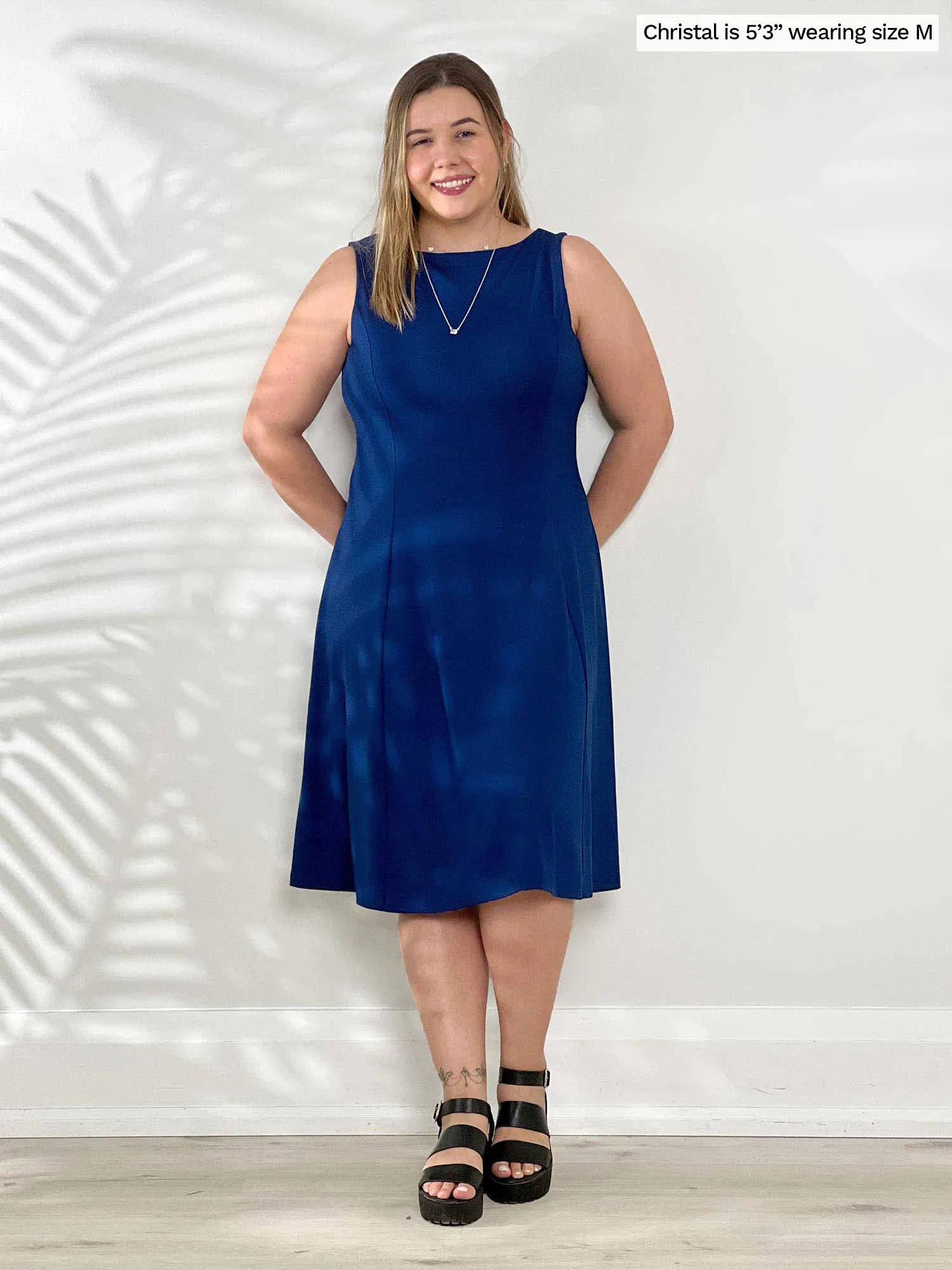 Niah reversible neckline knee length flounce dress - FINAL SALE