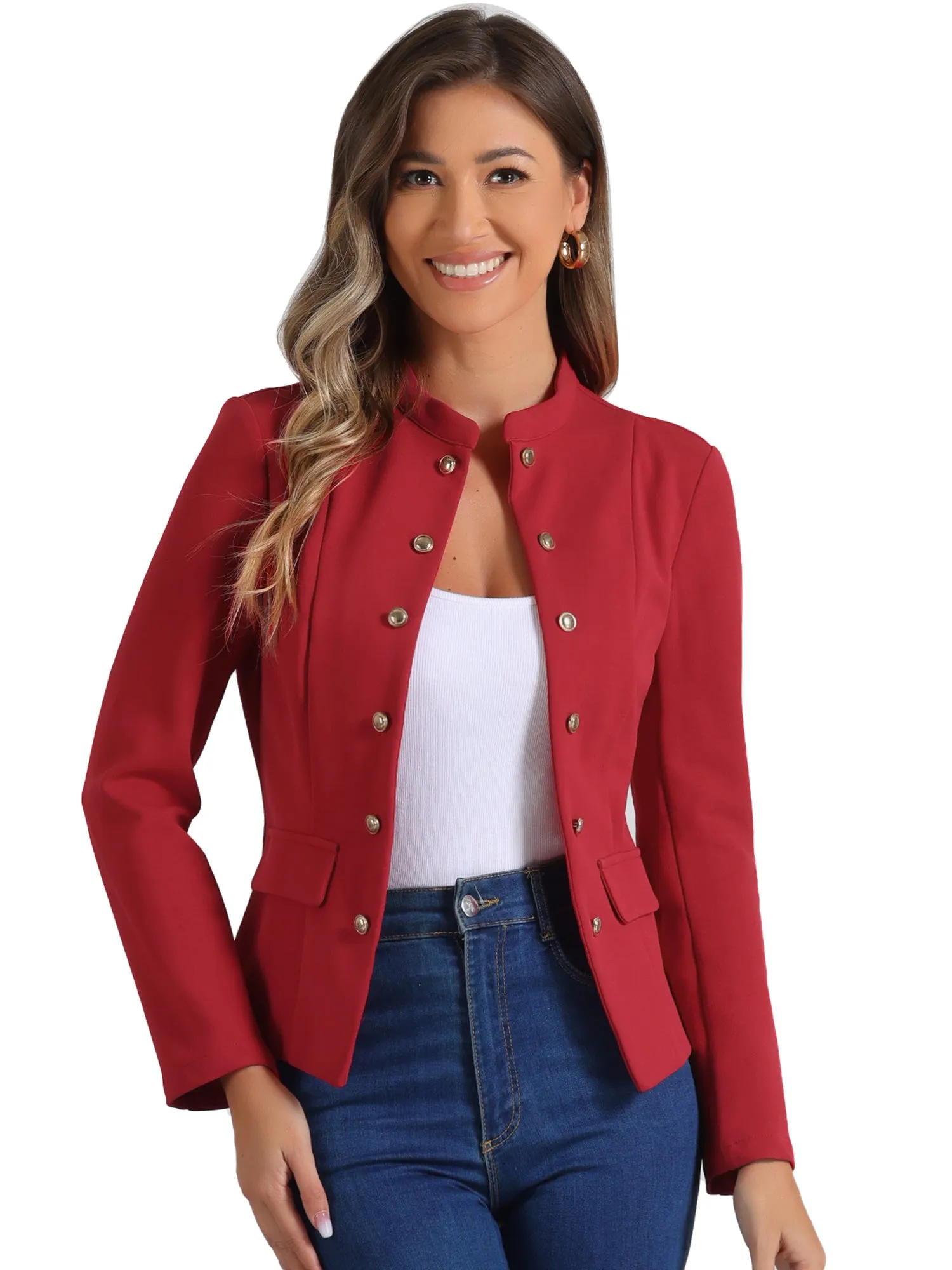 Open Front Blazers Casual Long Sleeve Buttons Office Suit Jacket