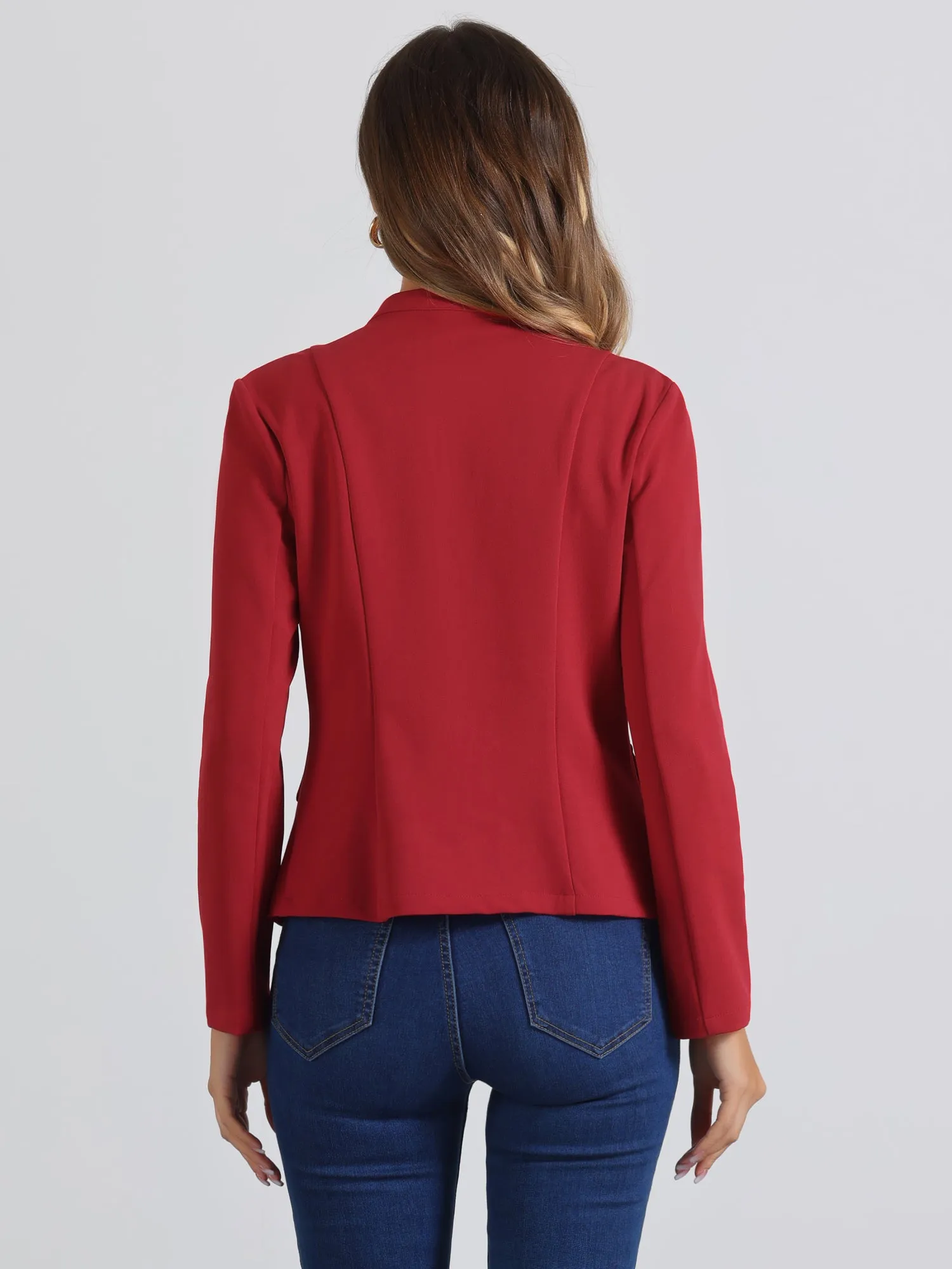 Open Front Blazers Casual Long Sleeve Buttons Office Suit Jacket