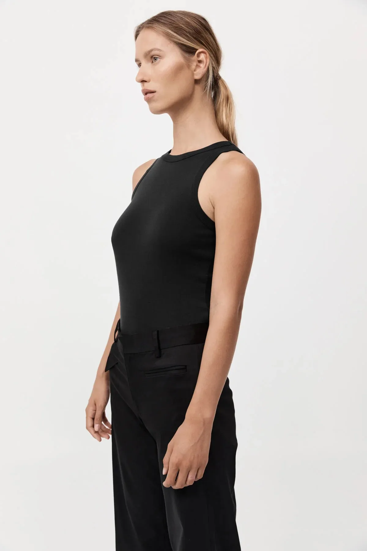Organic Cotton Bateau Tank - Black
