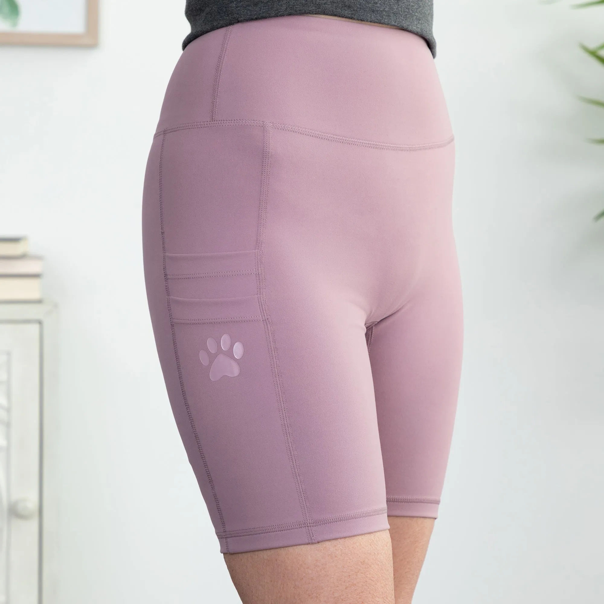 Paw Print High Rise Shorts with Pockets