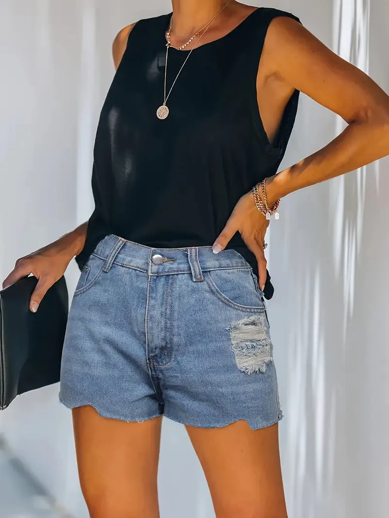 Personality fashion hole women's denim shorts