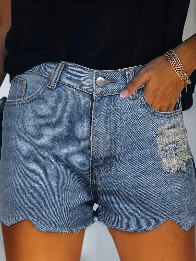 Personality fashion hole women's denim shorts