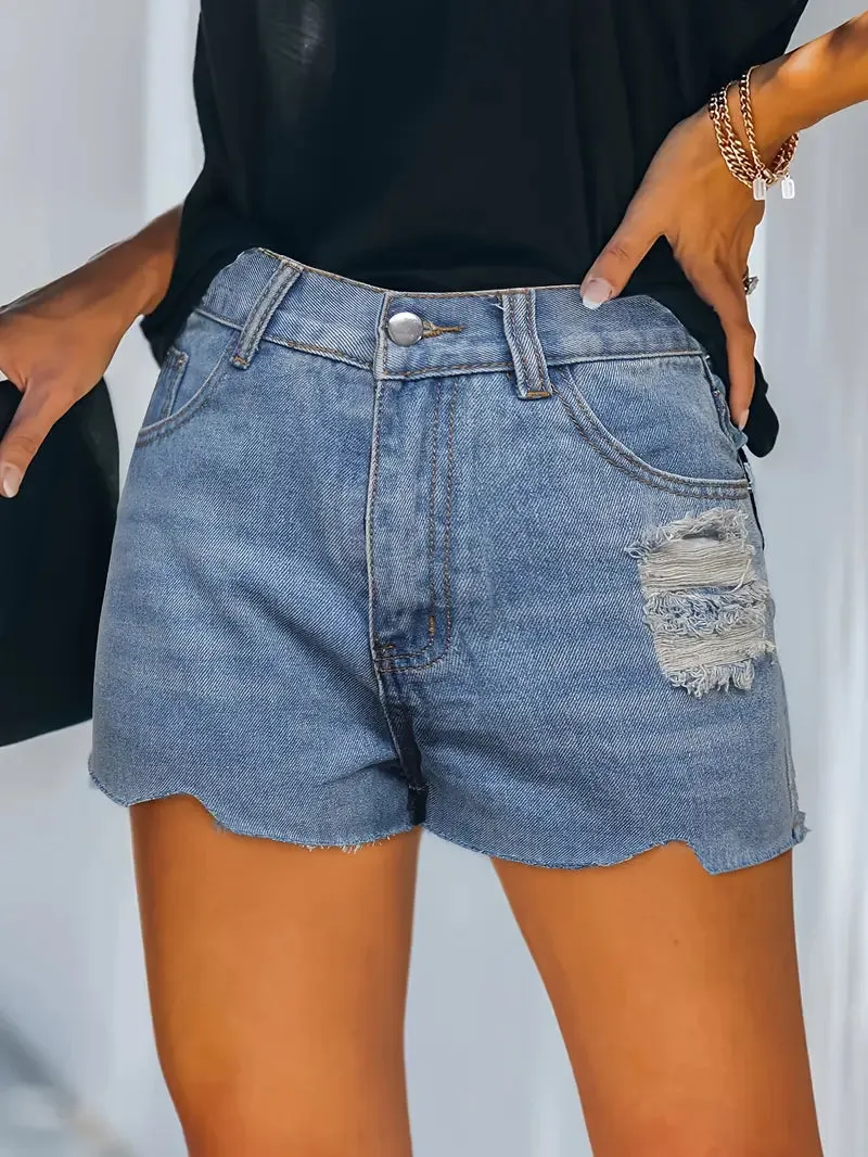 Personality fashion hole women's denim shorts