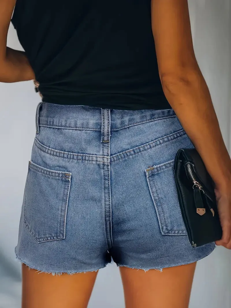 Personality fashion hole women's denim shorts