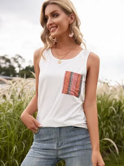 Pocketed Round Neck Tank