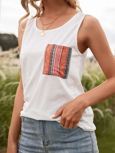 Pocketed Round Neck Tank