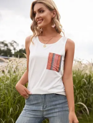 Pocketed Round Neck Tank