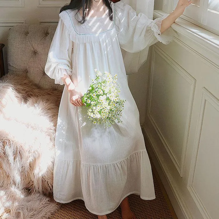 Princess Loungewear French Lace Vintage Long Sleeve Nightdress