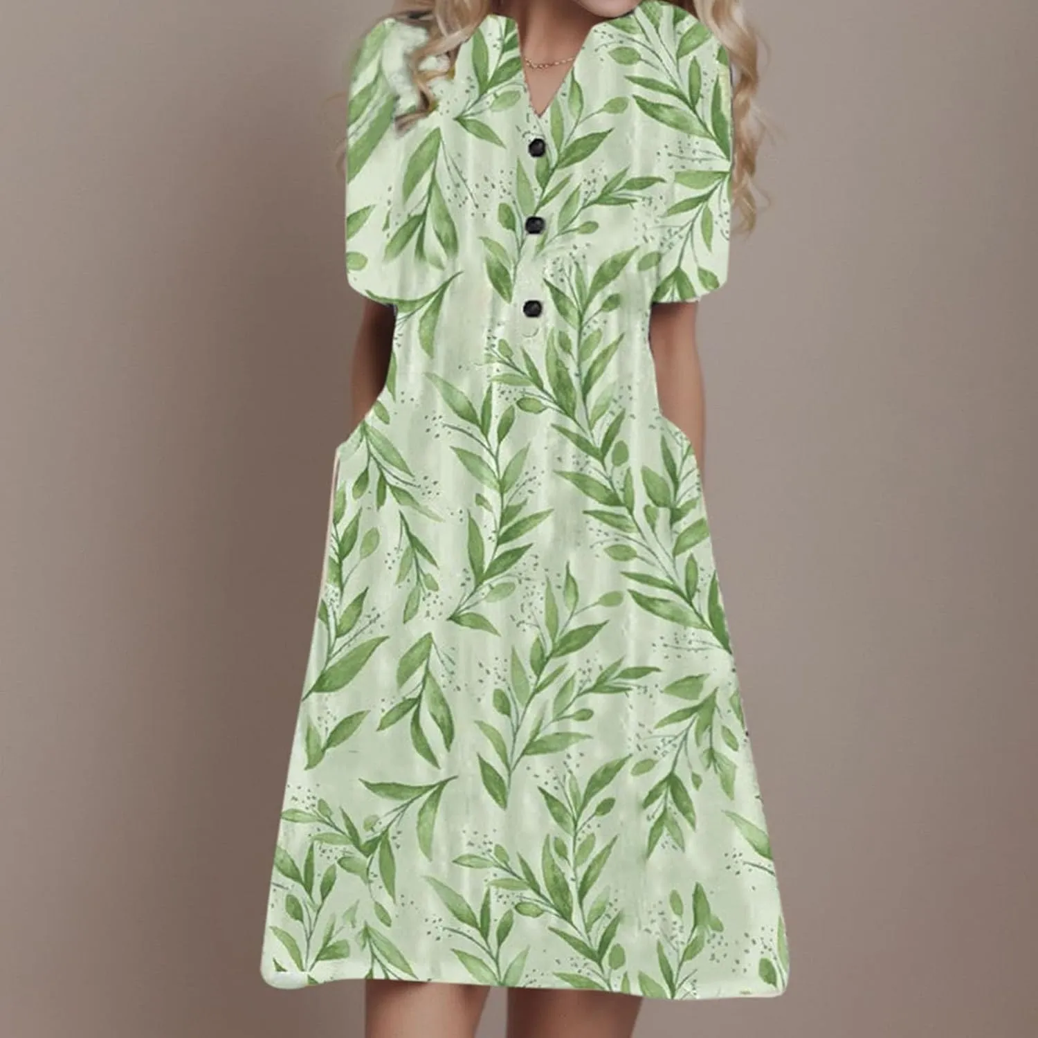 PTOLOCIF Summer Casual for Women Button Up Short Sleeve Floral Print Dress Party Flowy Midi Dress Dresses Work Trendy Outfits