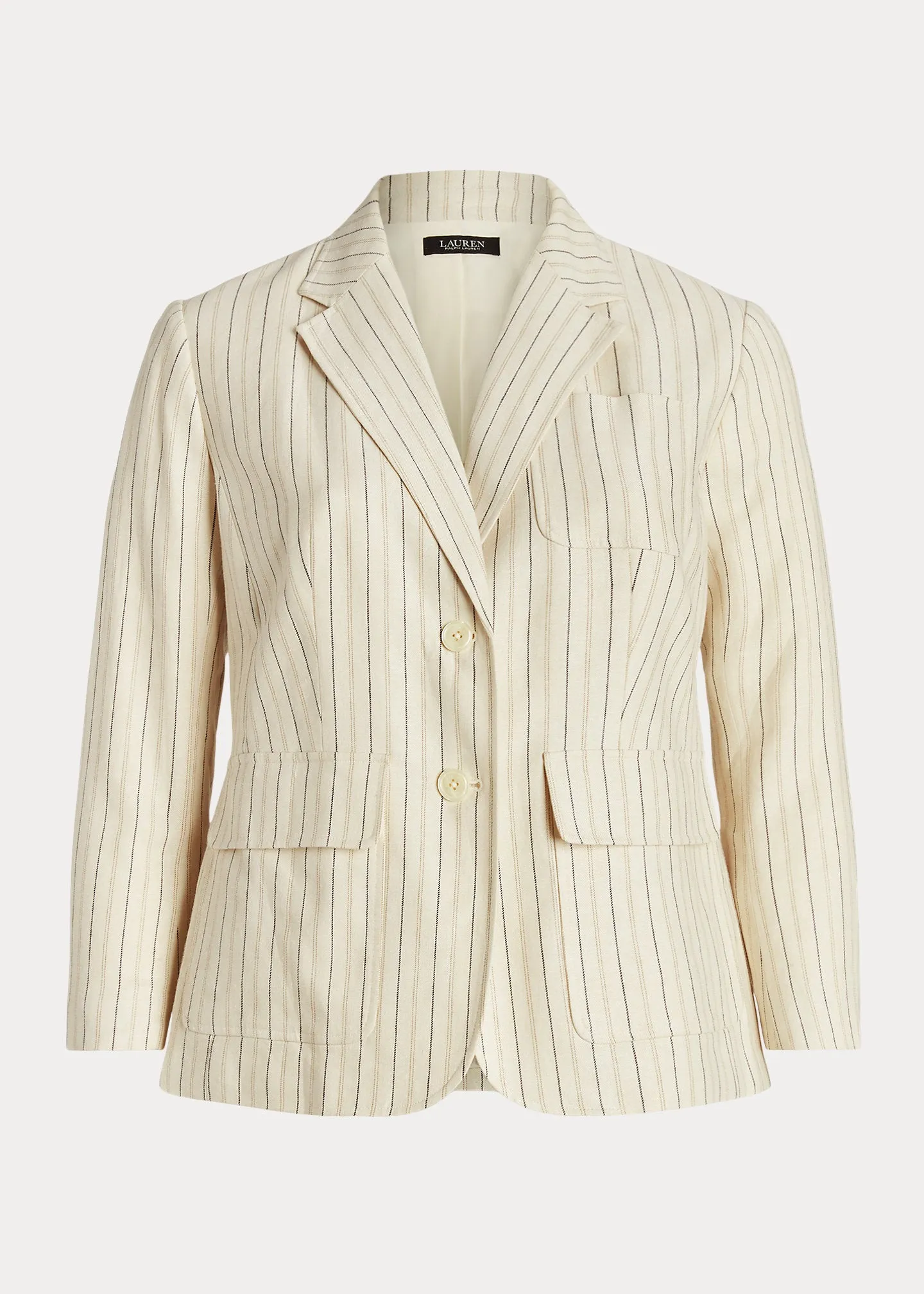 Ralph Lauren Womens Striped Linen-Blend Twill Blazer, Size 18