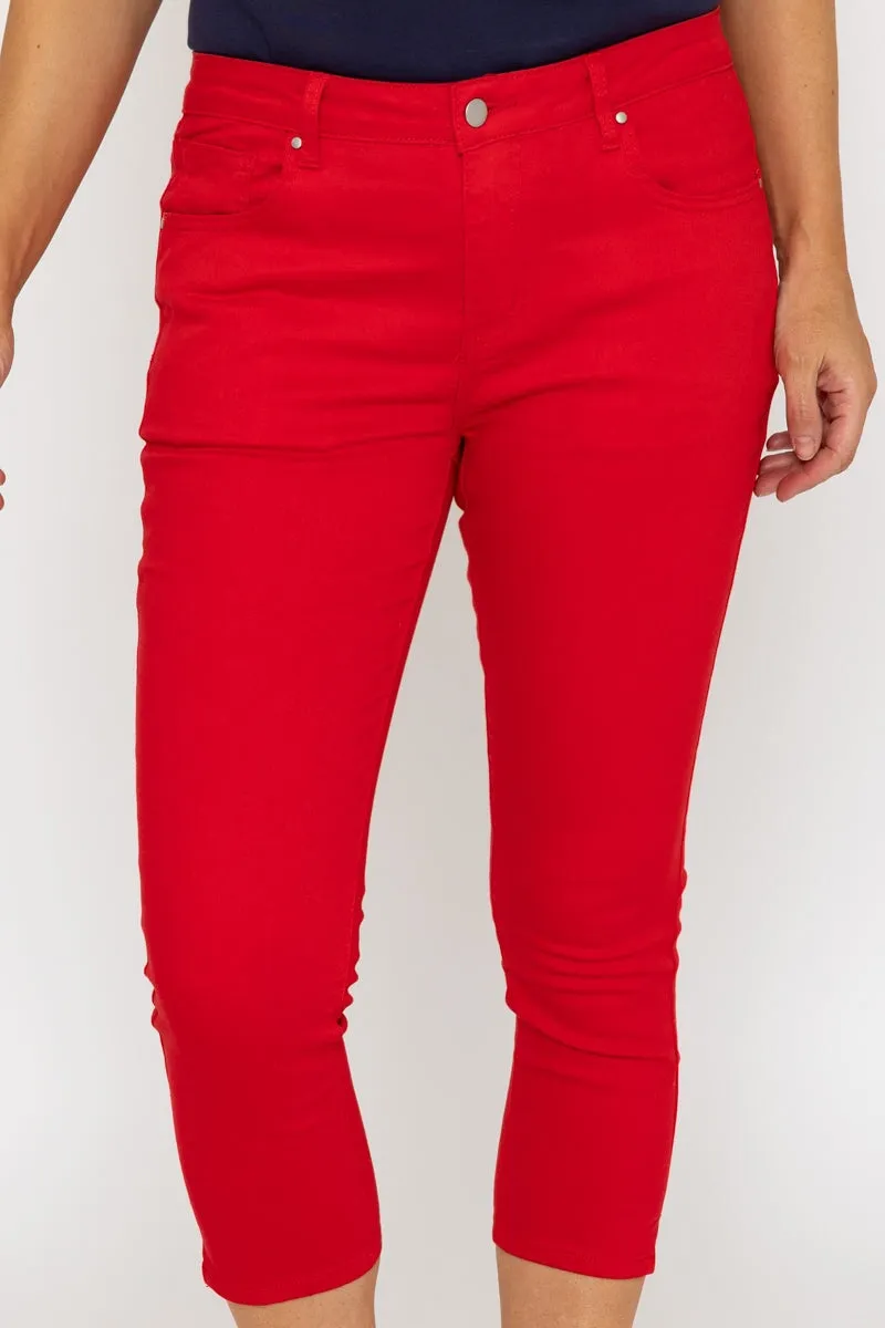 Red Crop Stretch Jeans
