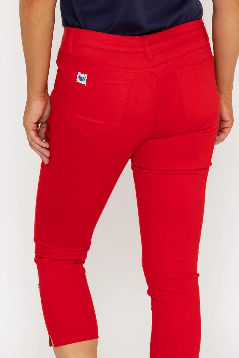 Red Crop Stretch Jeans