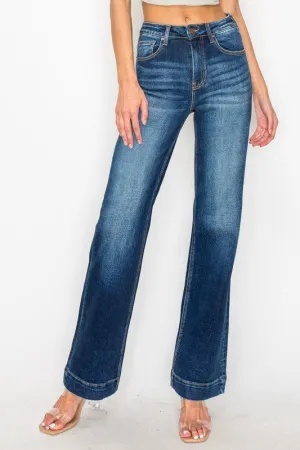 RISEN High Rise Straight Dark Wash Trouser Jeans