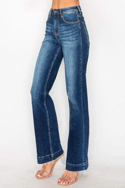 RISEN High Rise Straight Dark Wash Trouser Jeans