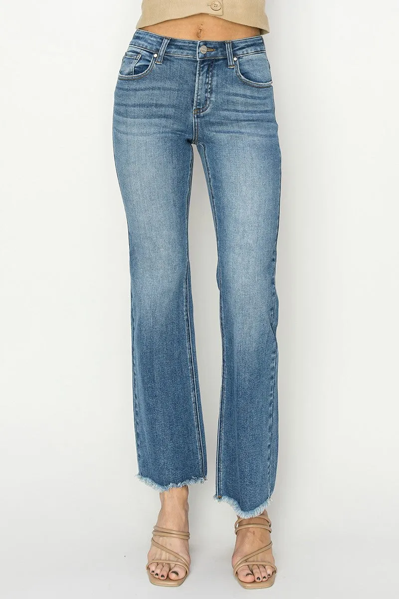 Risen MR Ankle Bootcut Fray Hem Jeans