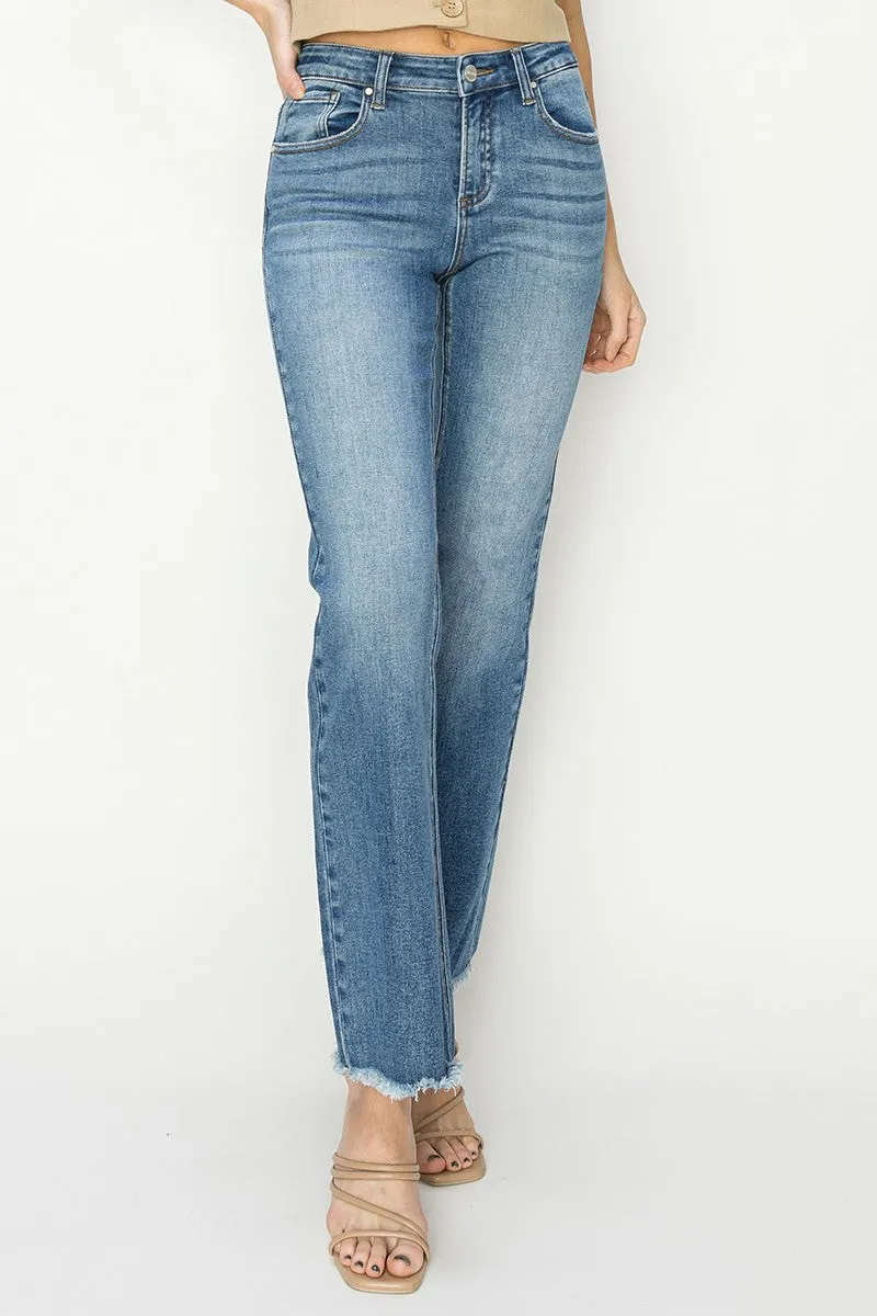 Risen MR Ankle Bootcut Fray Hem Jeans