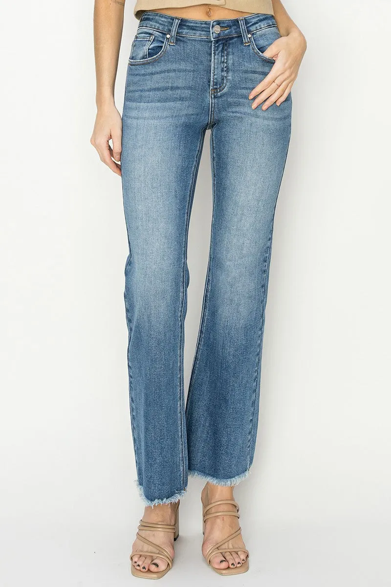Risen MR Ankle Bootcut Fray Hem Jeans