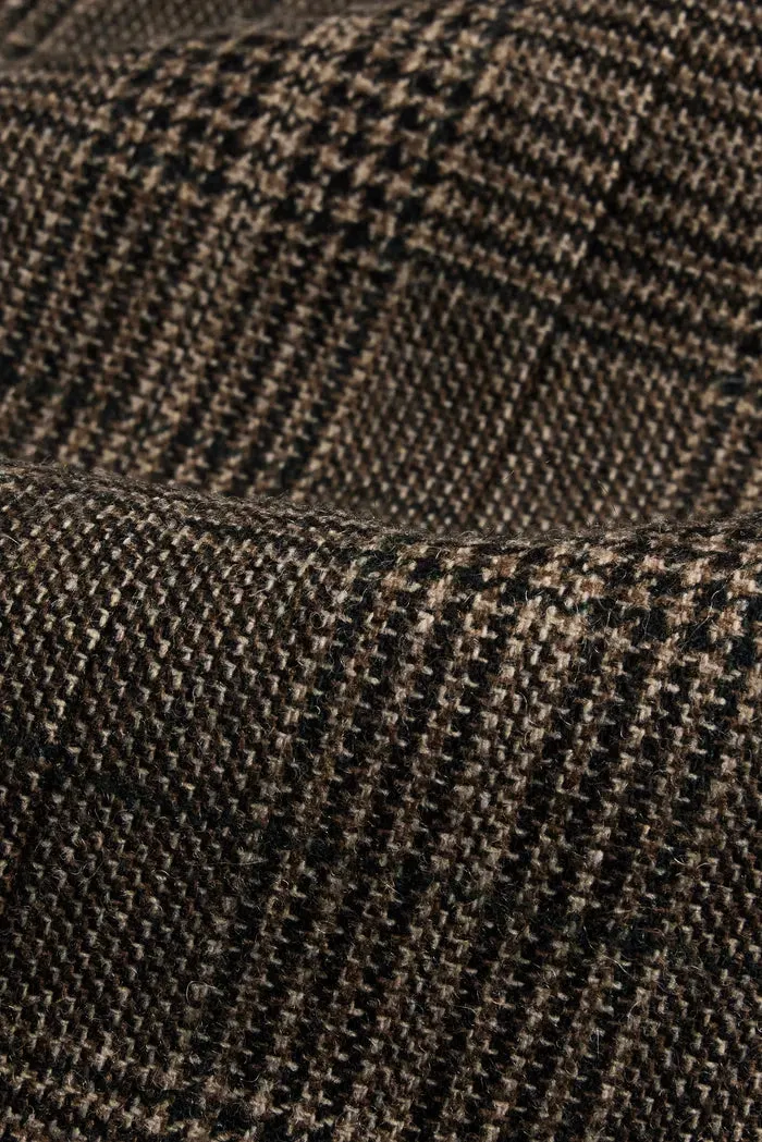 Seera Detachable Collar Plaid Blazer in Wool Blend