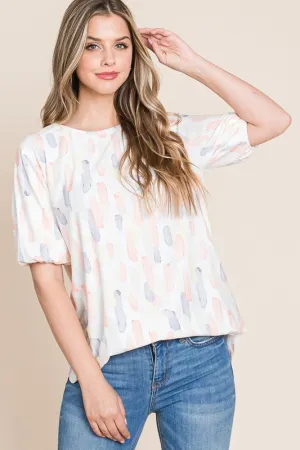 Soft Strokes Puff Short Sleeve Blouse
