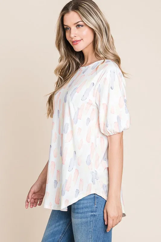 Soft Strokes Puff Short Sleeve Blouse