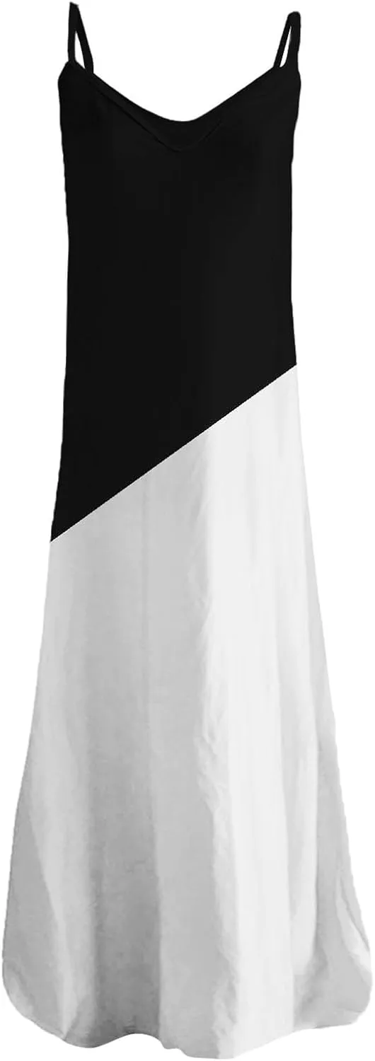 Summer Dresses for Women 2025 Casual Strappy V Neck Sleeveless Flowy Loose Long Maxi Beach Boho Dress Sundress Trendy Clothes