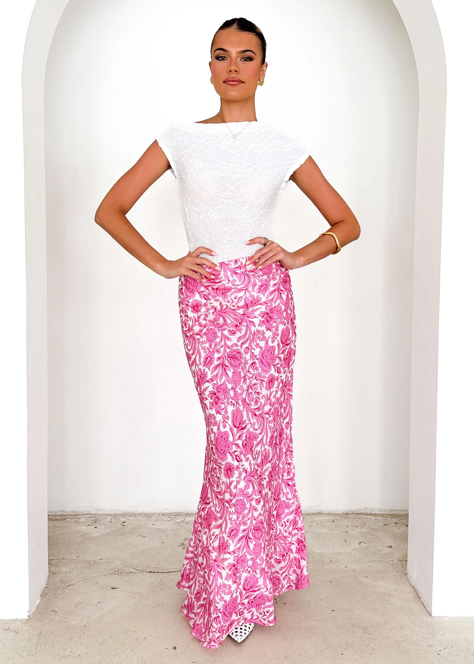 Tammy Maxi Skirt - Pink Floral