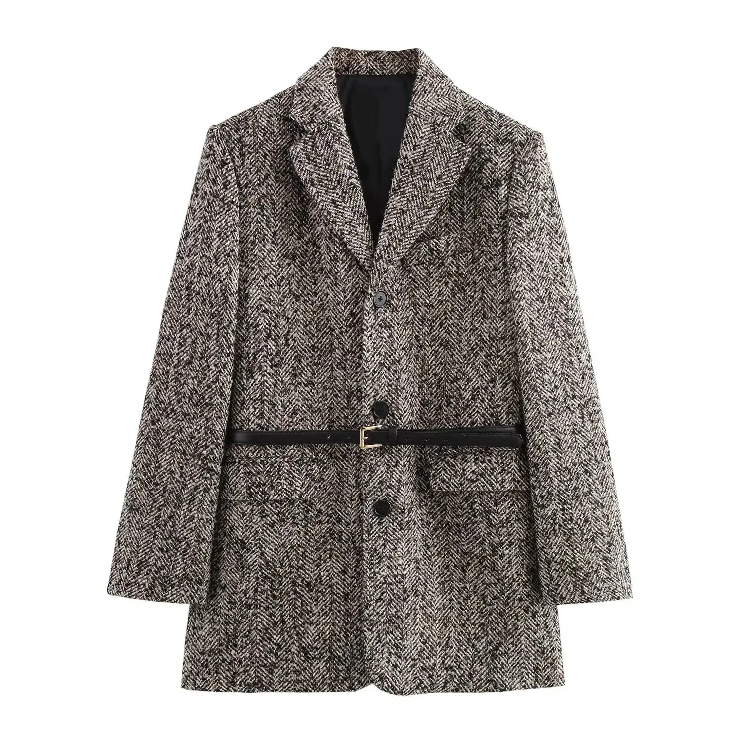 thanksgiving outfit Joskaa 2024 Autumn Winter Office Lady Sashes Blazers Fashion Shrug Loose Elegant Single Breasted Women Streetwear Long Blazers
