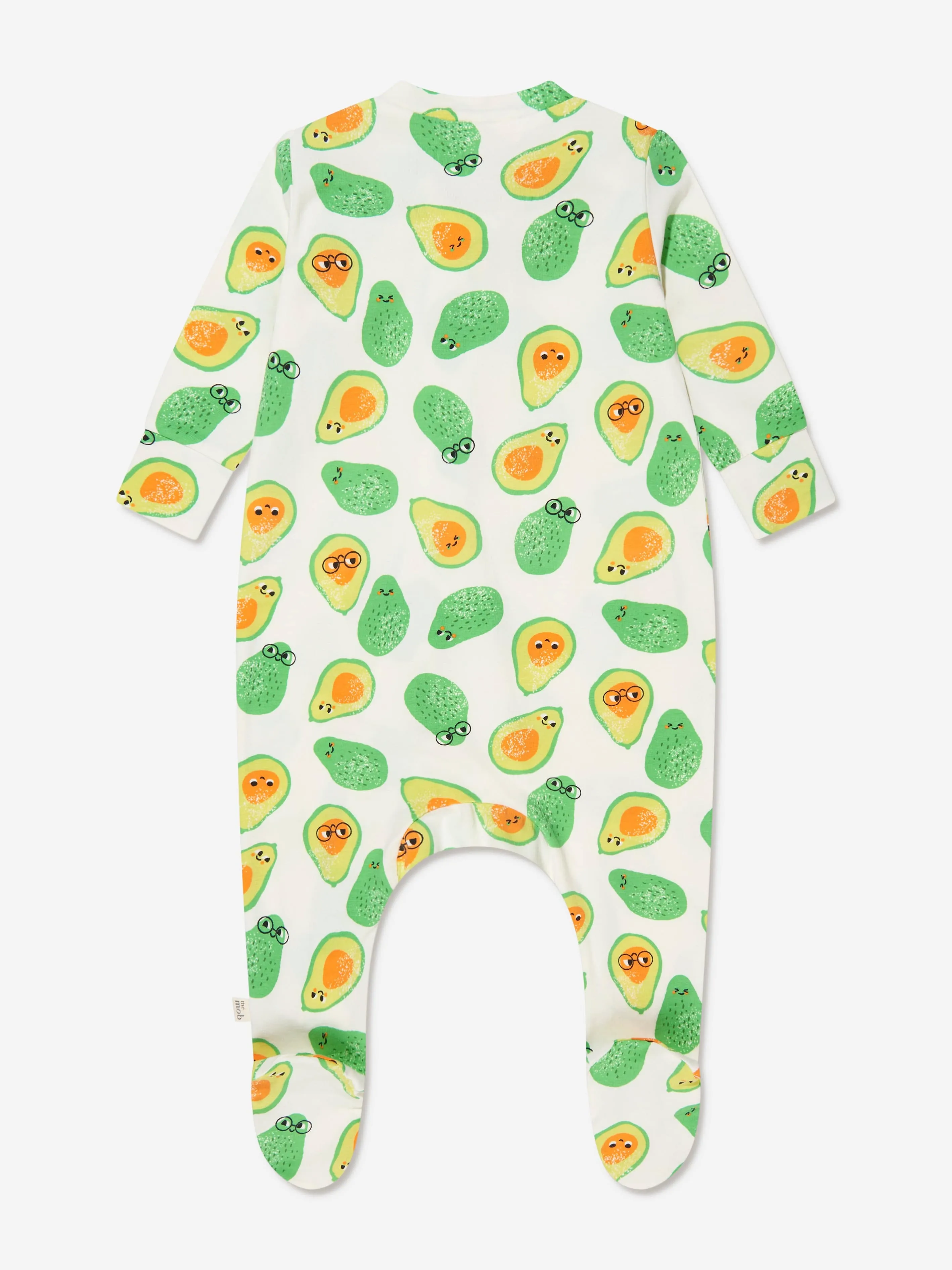 The Bonnie Mob Baby Organic Cotton Avocado Zip Front Sleepsuit in Ivory