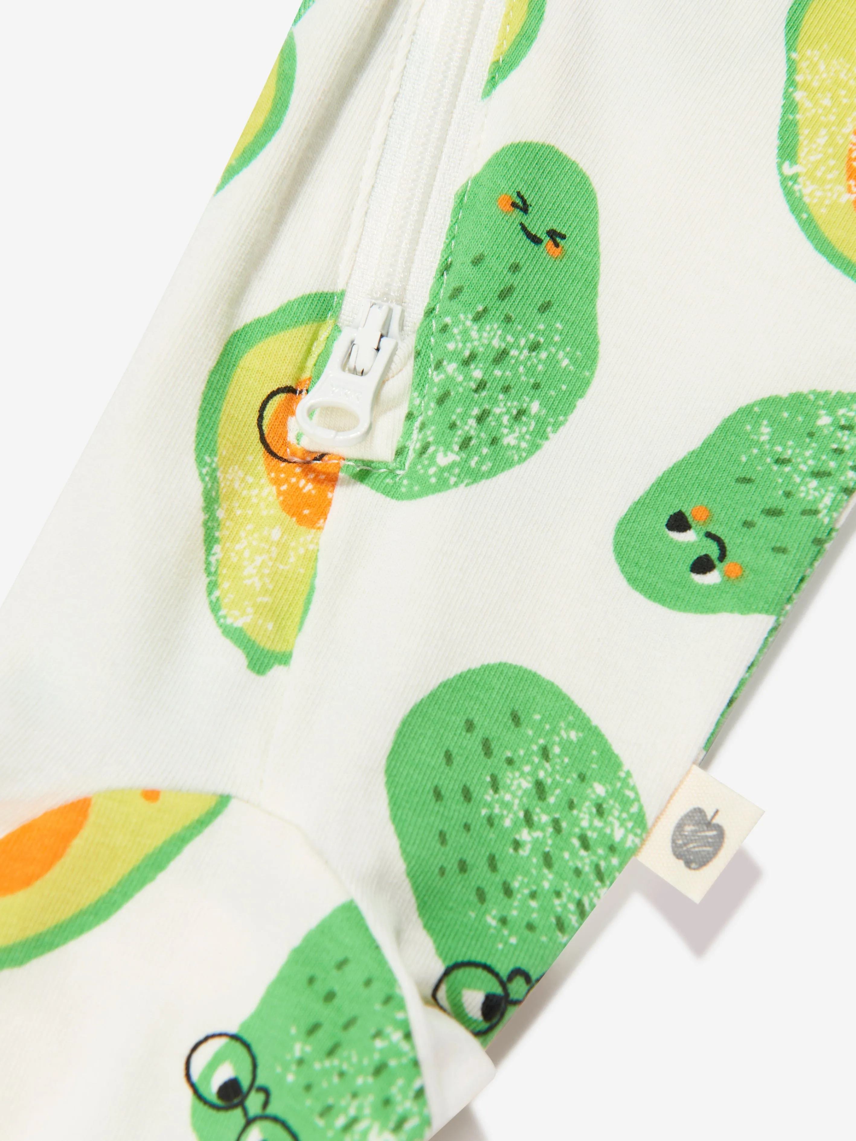 The Bonnie Mob Baby Organic Cotton Avocado Zip Front Sleepsuit in Ivory