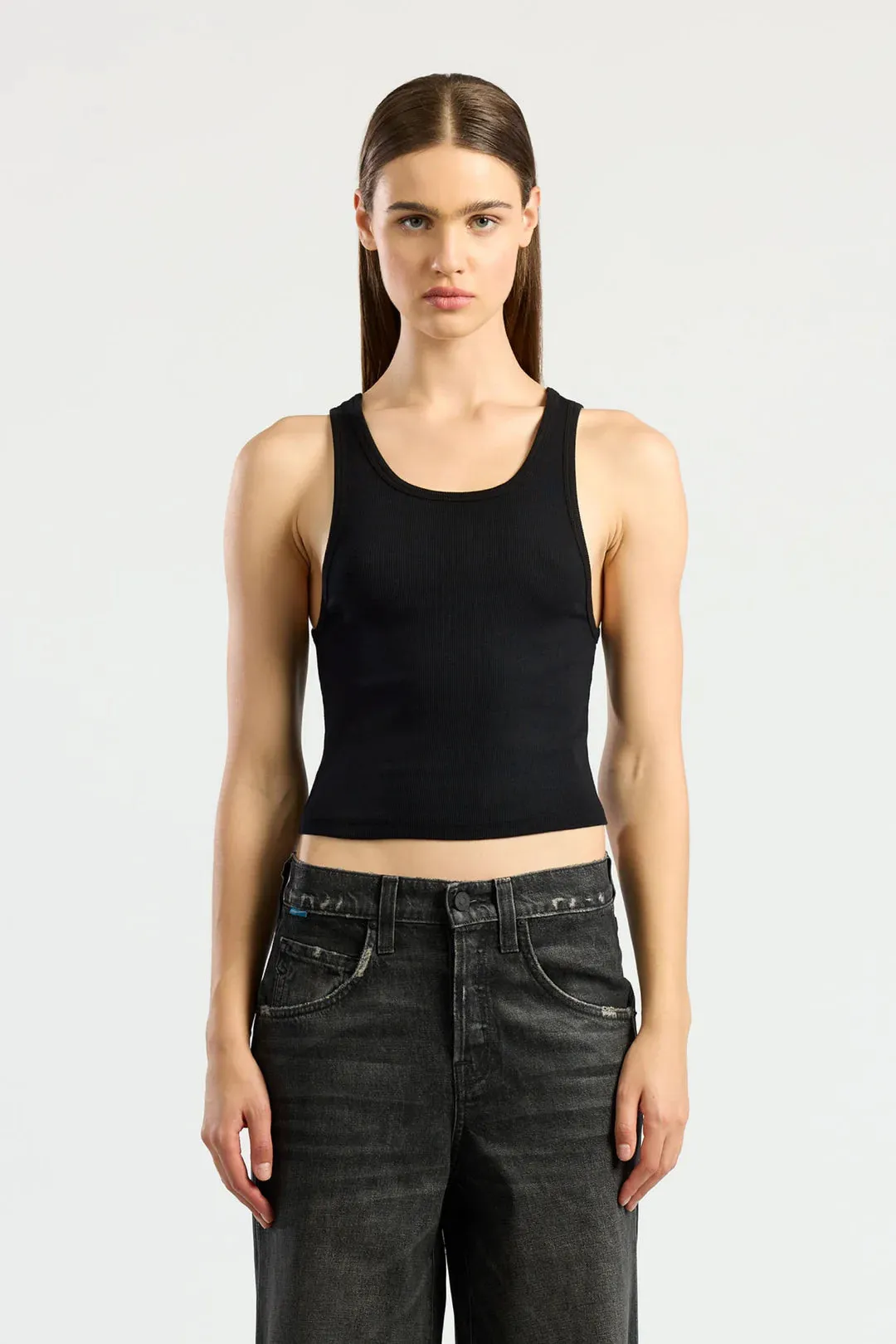 Verona Crop Tank - Jet Black
