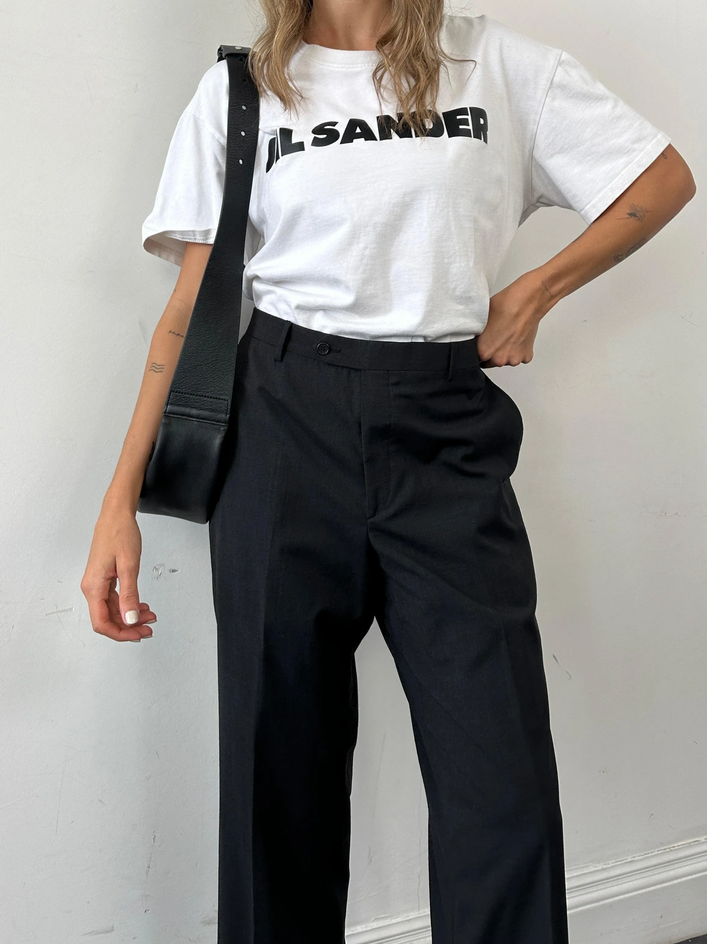 Vintage Wool Straight Leg Tailored Trousers - W34