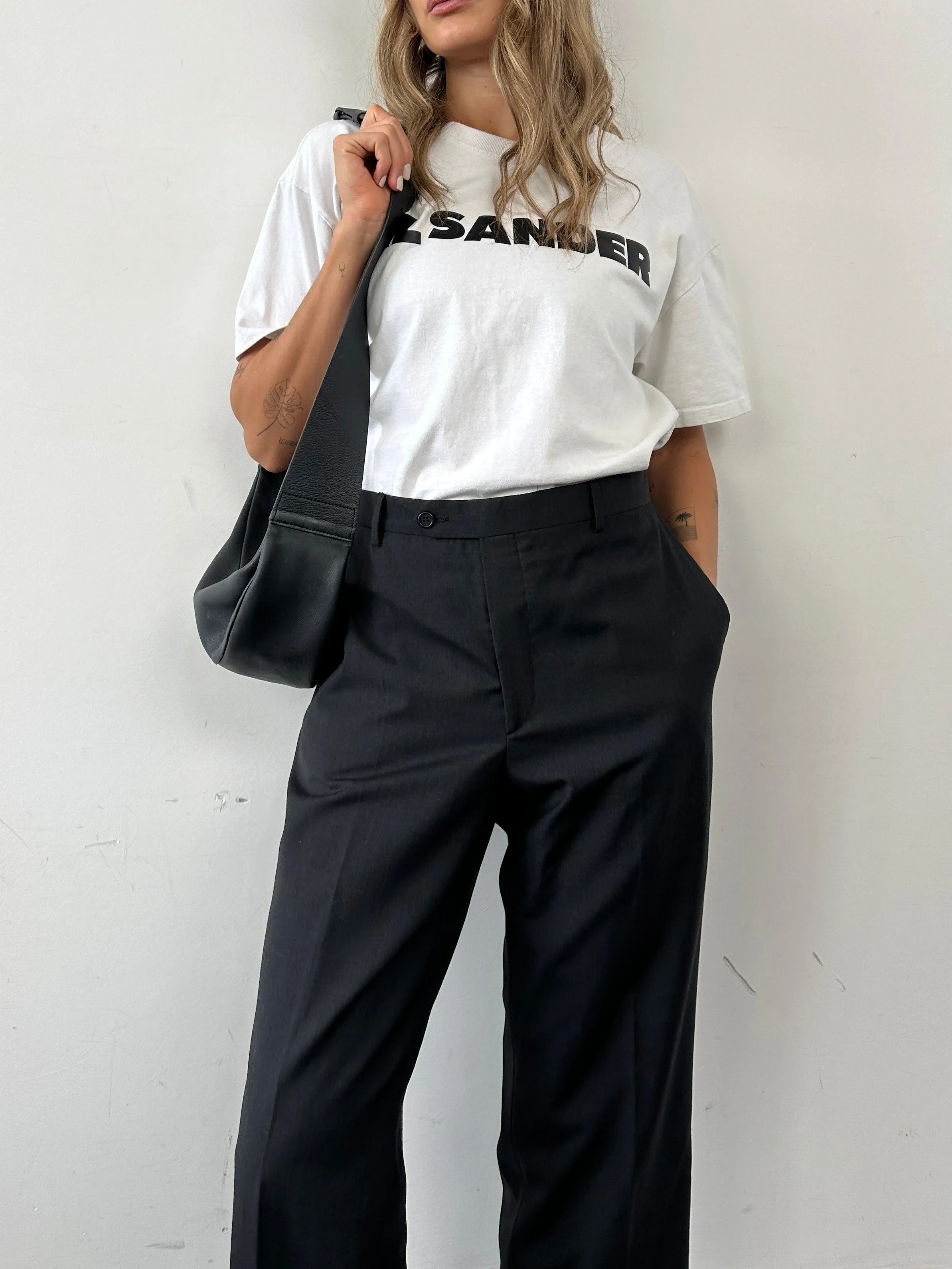 Vintage Wool Straight Leg Tailored Trousers - W34