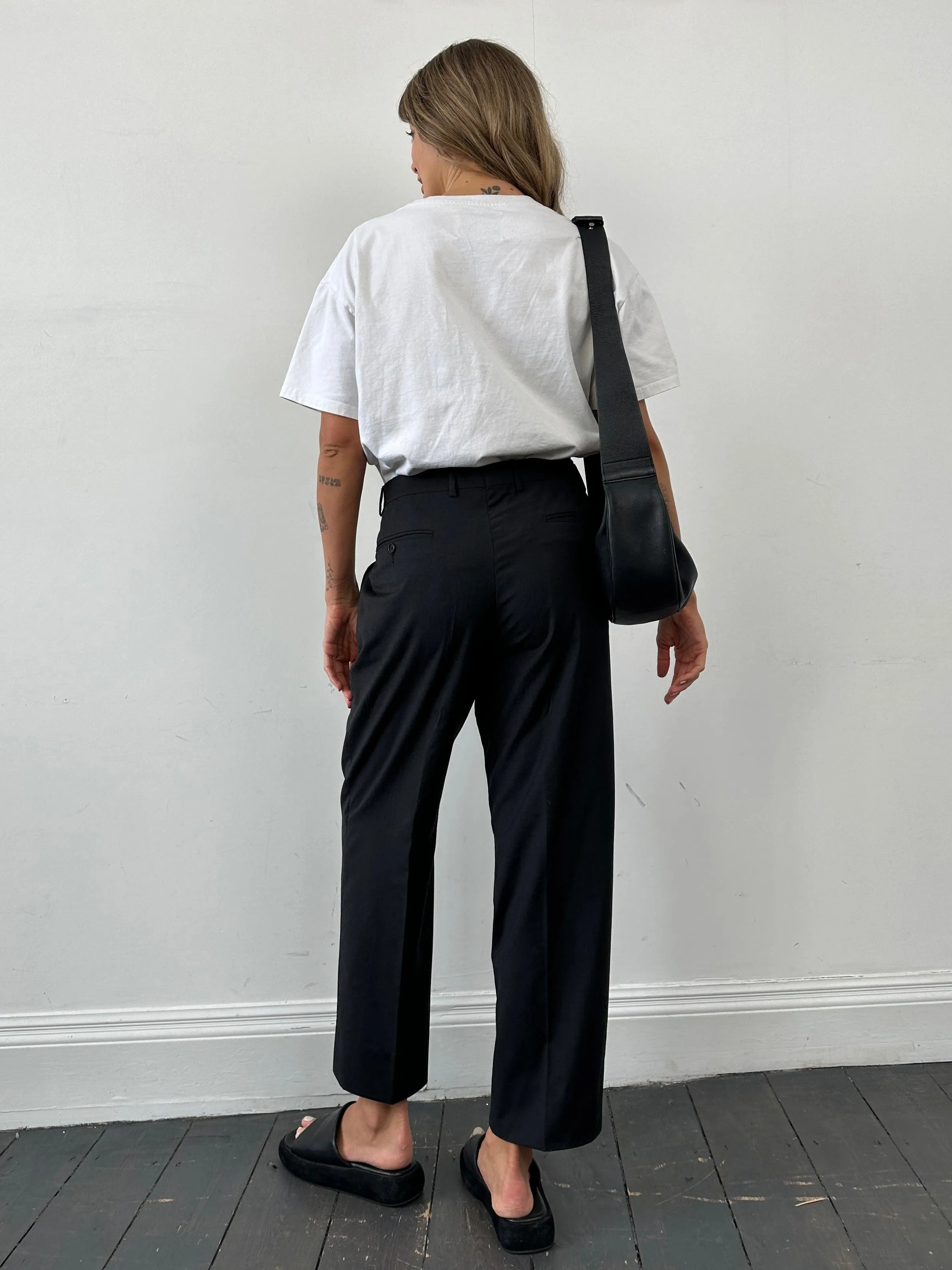 Vintage Wool Straight Leg Tailored Trousers - W34
