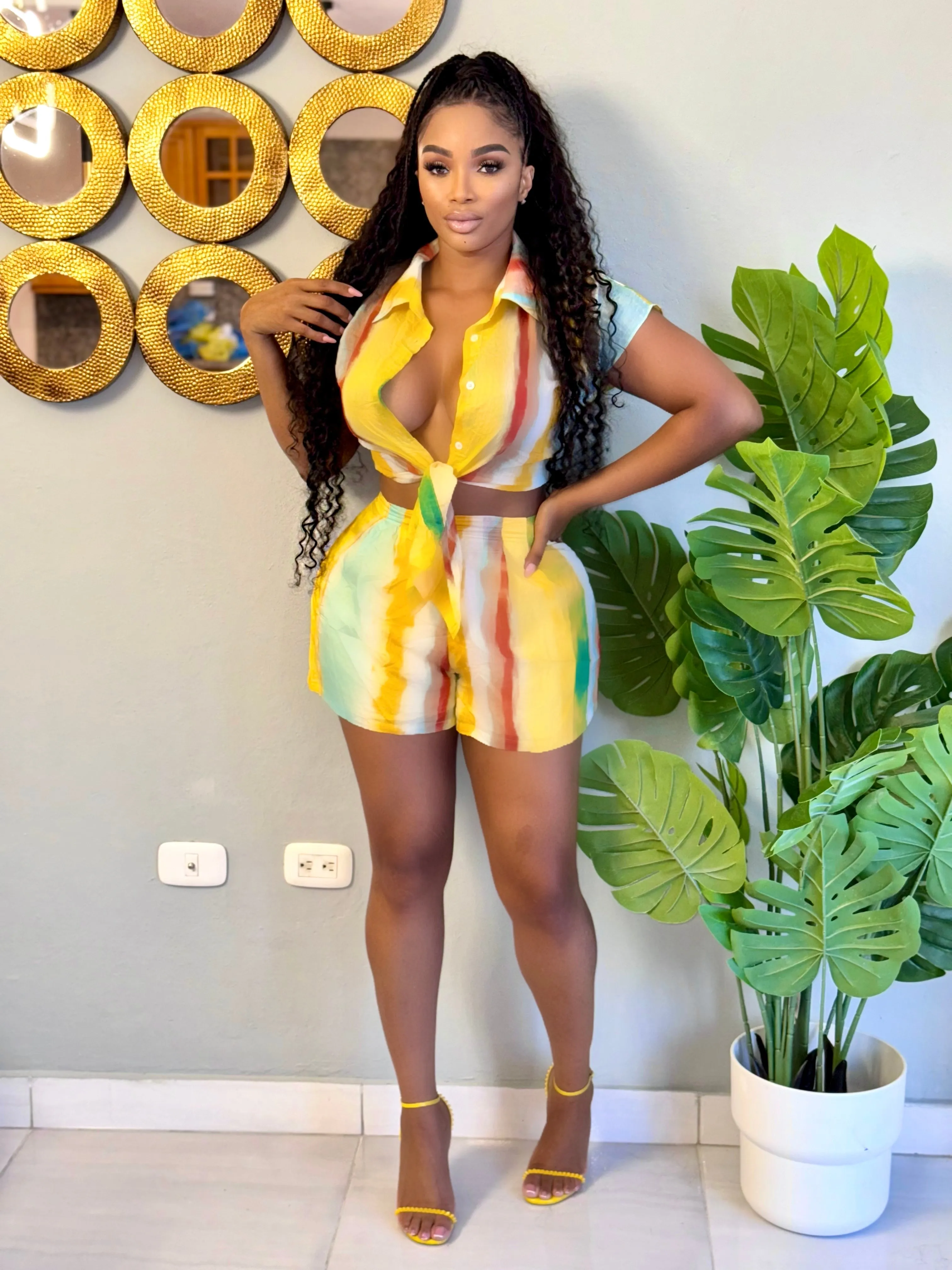 Watercolor Shorts Set (Yellow Multi)