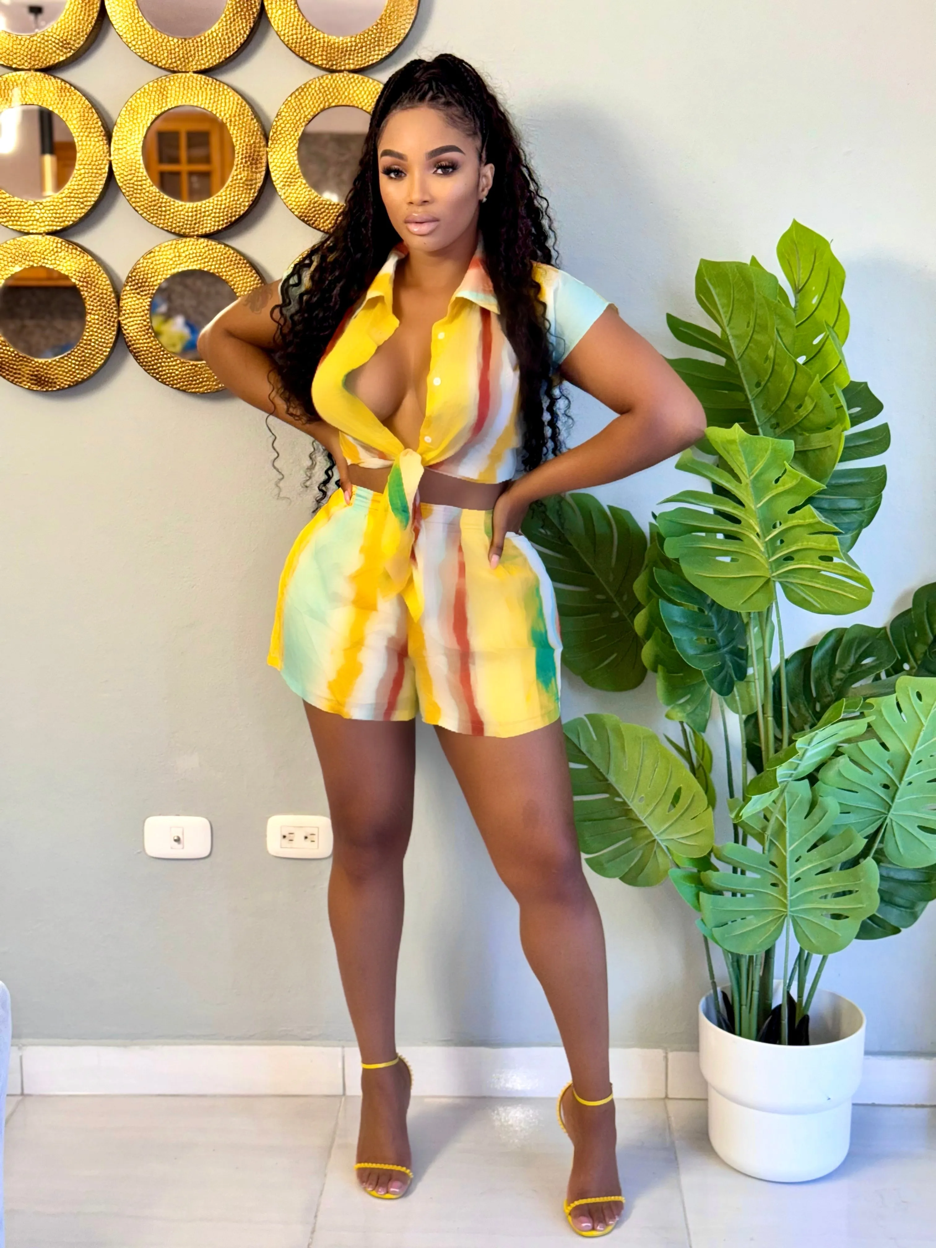 Watercolor Shorts Set (Yellow Multi)