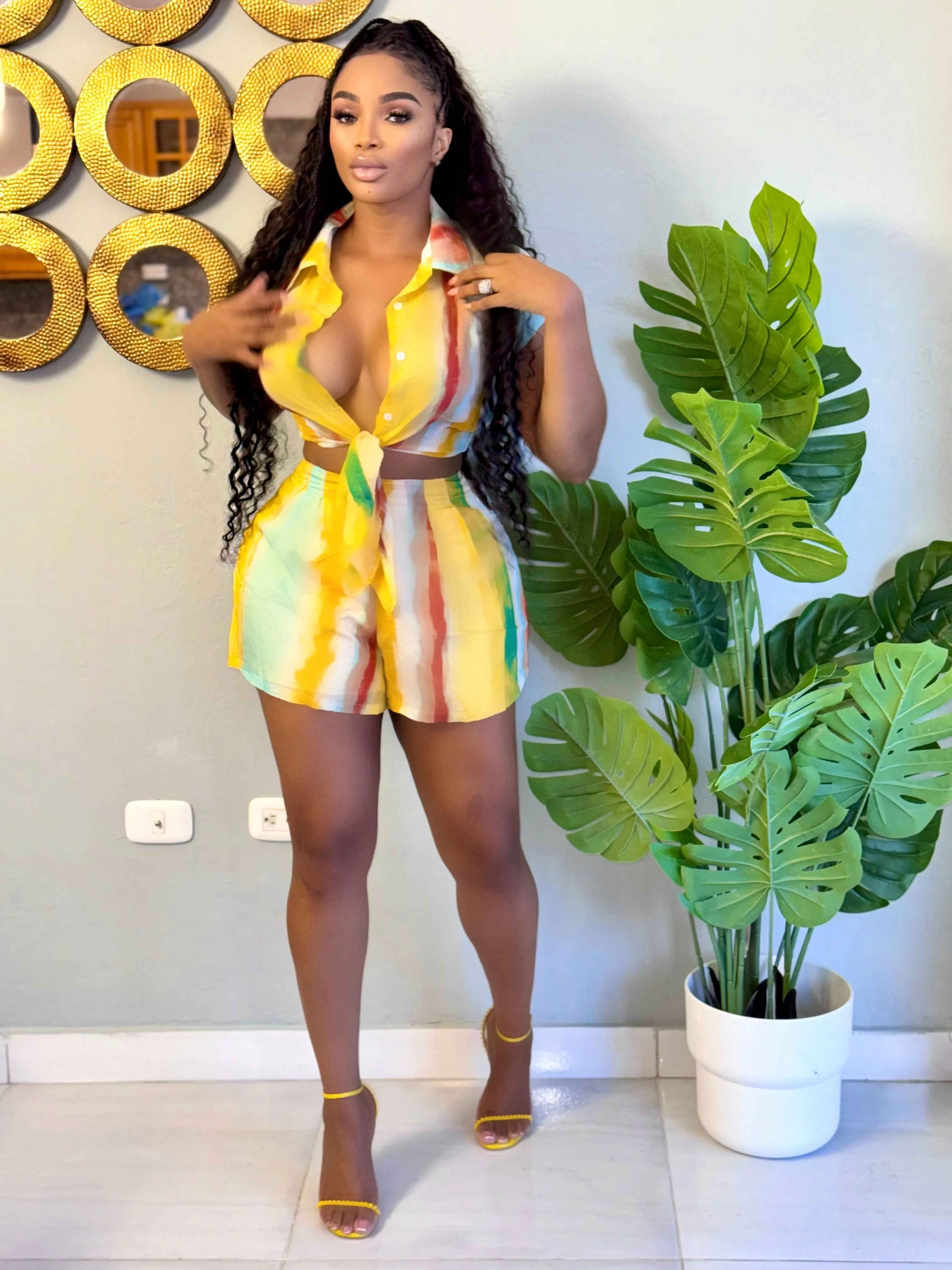 Watercolor Shorts Set (Yellow Multi)