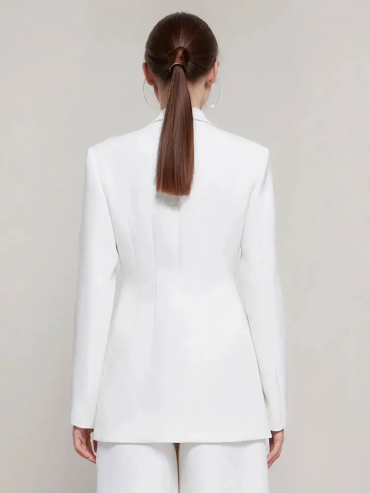 Wenkouban-Winter outfits Christmas Notched Collar Buckle Strap Covered Button Fashion Blazer