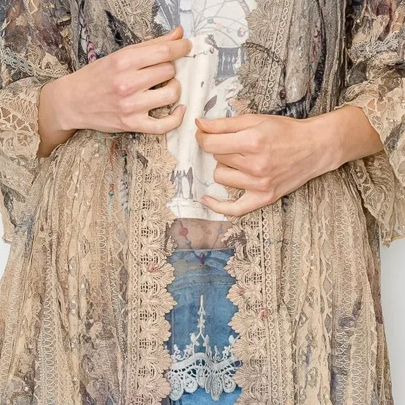 West Lace & Crochet High Low Cardigan Duster