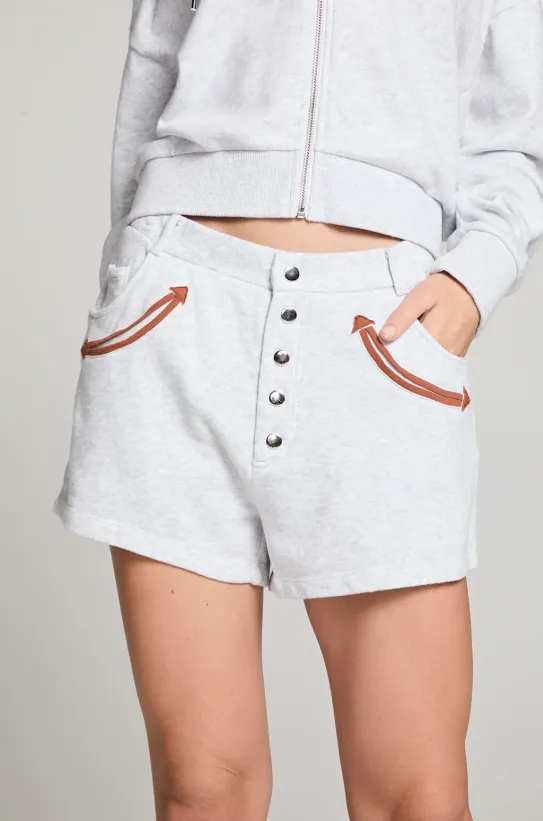 Western Detail Shorts - Light Heather Grey