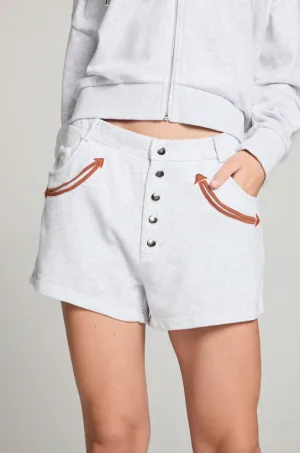 Western Detail Shorts - Light Heather Grey