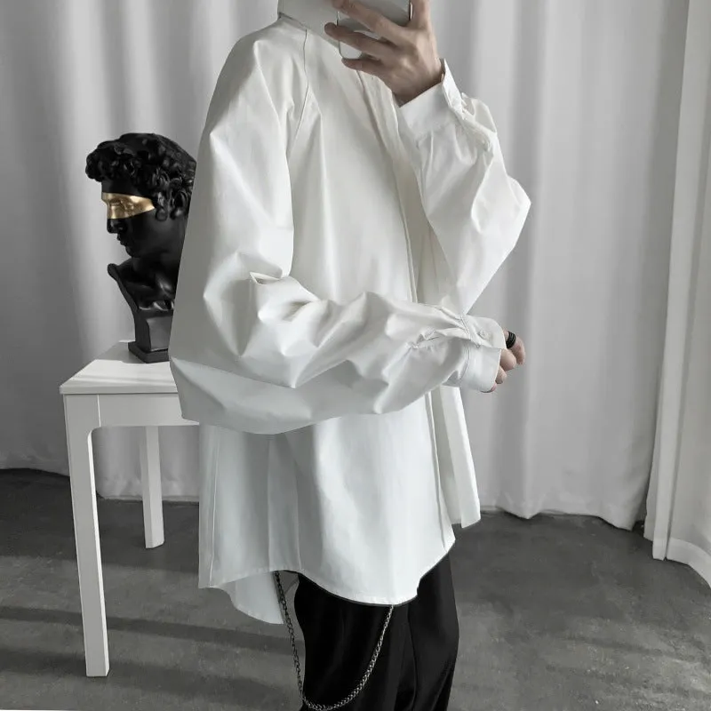 White Korean Shirt Men INS Trendy Lazy Loose Student Stylish Long Sleeved Fairy Look Men Shirt