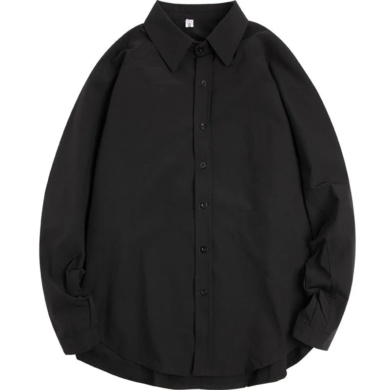 White Korean Shirt Men INS Trendy Lazy Loose Student Stylish Long Sleeved Fairy Look Men Shirt