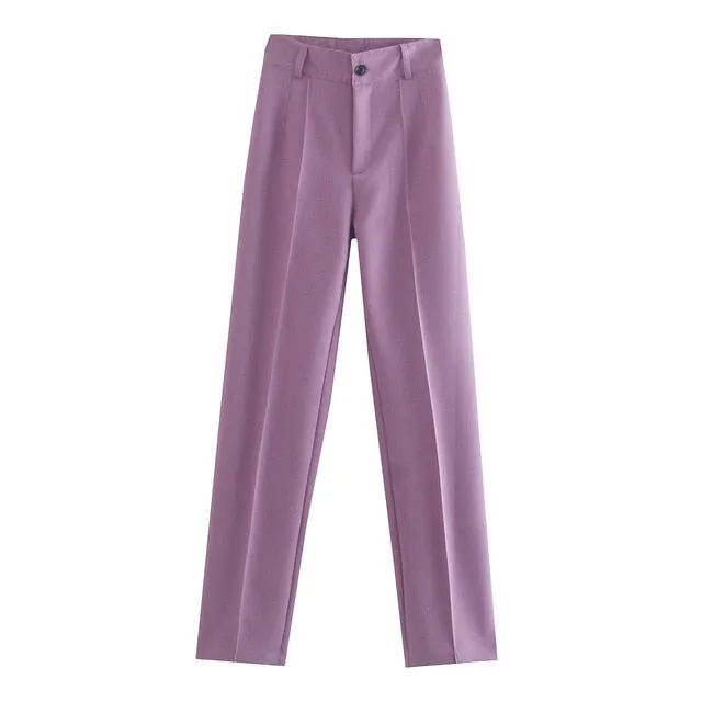 Women Jacket Double Breasted Notched Blazer Office Suit Pantsuit