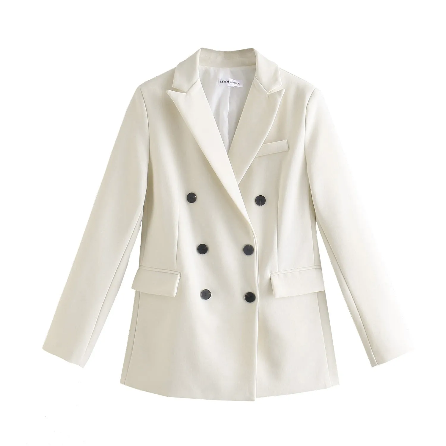 Women Jacket Double Breasted Notched Blazer Office Suit Pantsuit
