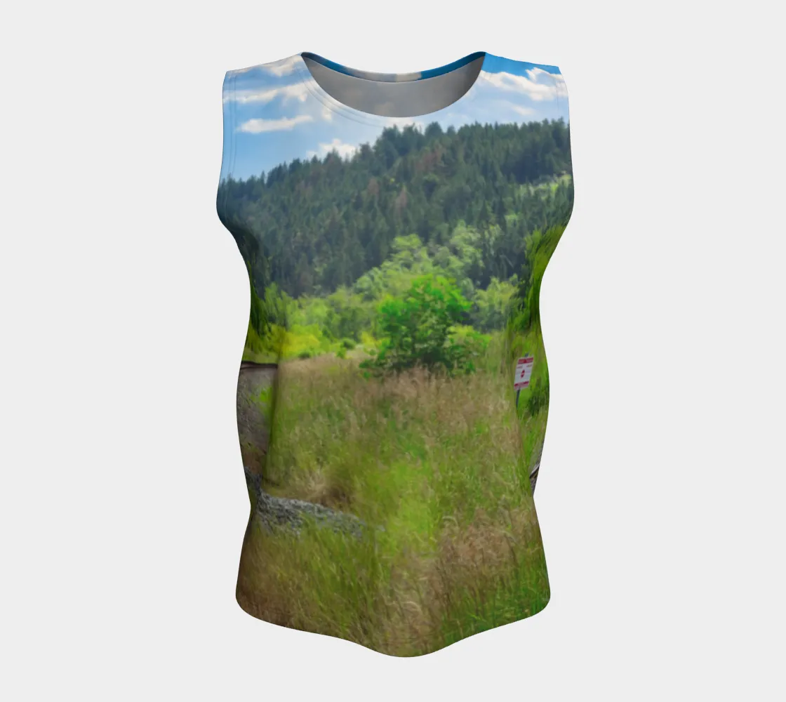 Women's All-Over Loose Long Tank Top - Edworthy Park CPKC Tracks